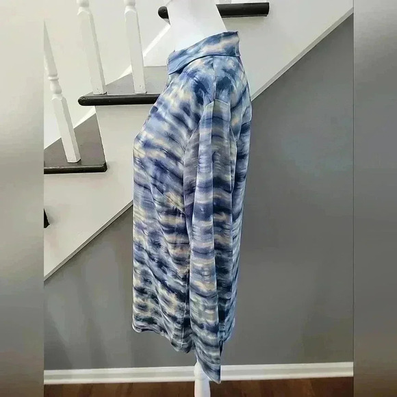 J McLaughlin Womens Long Sleeve Button Up Shirt Size Small Blue Tencel Tie Dye - Picture 4 of 7